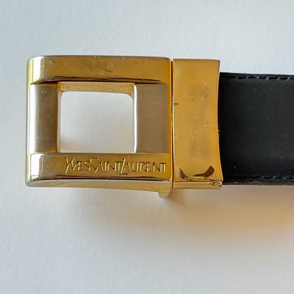 Yves Saint Laurent Vintage reversible belt black and brown gold buckle sz S- 44\